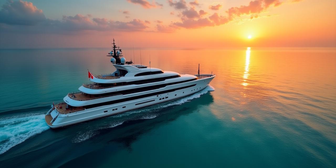 Luxury private yacht at sunset