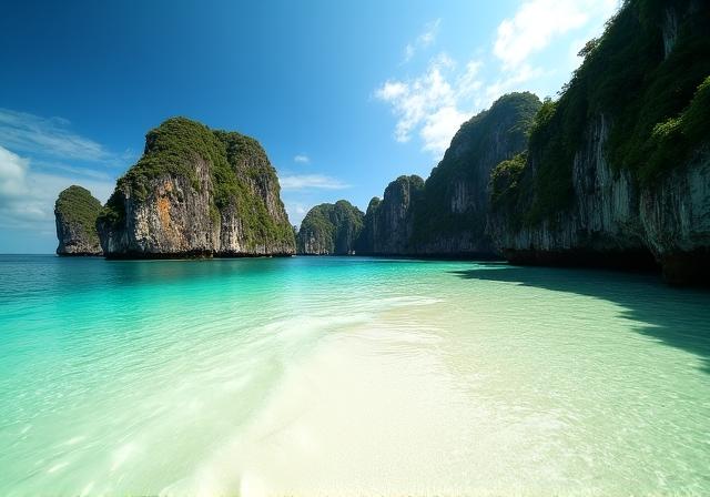 Southeast Asia untouched coastal vistas with emerald water
