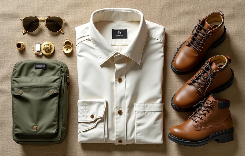 Smart-casual explorer outfit featuring linen and high-end accessories