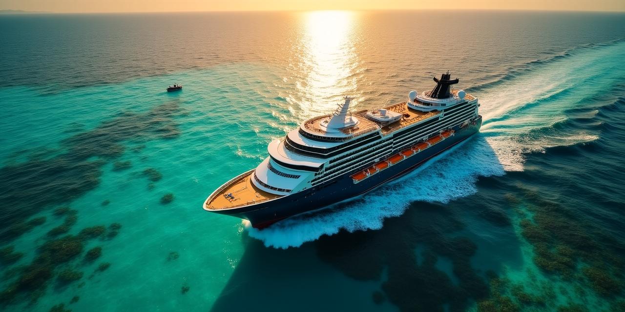 Luxury cruise ship in pristine turquoise waters